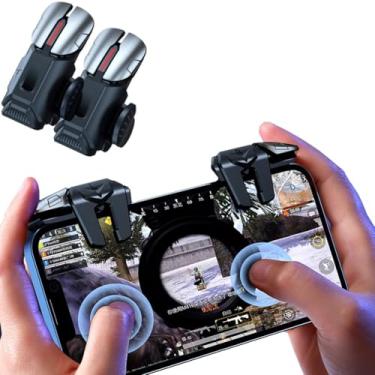 Imagem de AARONMEI Joystick G21 para celular com gatilho de jogo com 6 dedos, botão de tecla L1 R1 para controle de jogo PUBG (par)