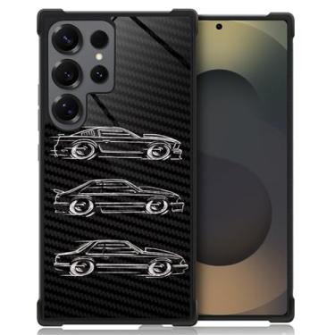 Imagem de CARLOCA Capa compatível com Samsung Galaxy S25 Ultra, design para meninas à prova de choque antiarranhões capa traseira rígida PC padrão de moda preto branco vetor carro design arte