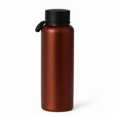 Imagem de Garrafa Térmica de Água 1200 ml - Aço Inox com Isolamento a Vácuo | Mantém Bebidas Quentes e Geladas por 6h | Com Escova para Limpeza (Cobre)