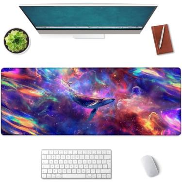 Imagem de Mounidso Cosmic Whale Tapete de rato grande, tapete de rato para jogos, base de borracha antiderrapante, acessórios de escritório, tapete de mesa, tapetes de rato de animais para escola, trabalho