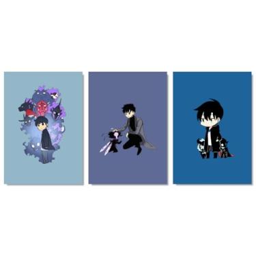 Imagem de Kit 3 Quadros Decorativos Anime Solo Leveling 20x28 | Placa MDF (KIT2)