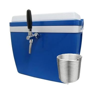 Imagem de BDNET, Chopeira A Gelo 34L com Torneira Italiana Cromada, Serpentina 10m e Destrave para Barril 5L Azul
