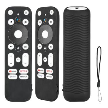 Imagem de Capa de controle remoto de silicone compatível com Onn 100024646 100026240 4K UHD Stick TV Box Capa protetora à prova de choque com cordão (preto)