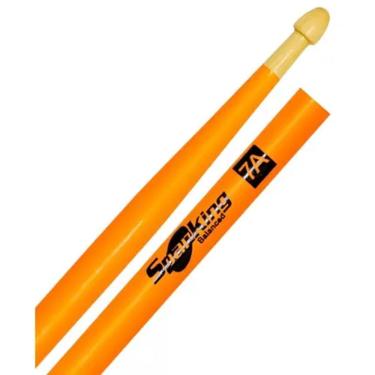 Imagem de Baqueta Spanking 7A Ponta Madeira Laranja  Luminosa Marfim