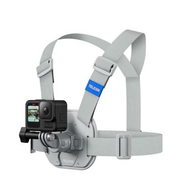 Imagem de TELESIN Suporte de tira de peitoral de liberação rápida com almofada grossa aprimorada compatível com câmeras de ação Go Pro Hero 13 12 11 10 9 8, AKASO, Insta360, DJI Osmo - Estabilidade de conforto