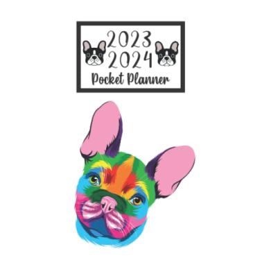Imagem de 2023 2024 pocket planner For Purse Dog French Bulldog Lovers: 2 year Pocket Calendar January 2023 to December 2024 | 24 Months Monthly Planner & ... Holidays | Cute Colorful French Bulldog