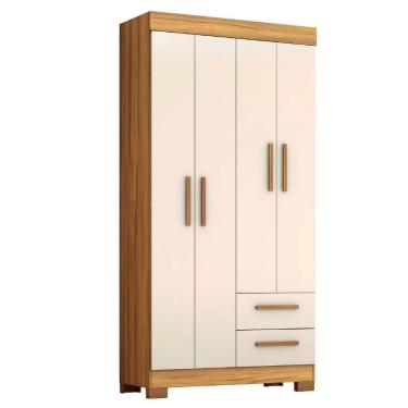 Imagem de Guarda Roupas Solteiro 4 Portas 2 Gavetas Malta Madeirado / Off White Notável