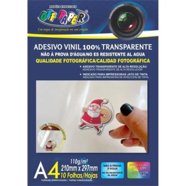 Imagem de Papel Fotográfico INKJET A4 Vinil Adesivo Transparente 110G  Pacote co