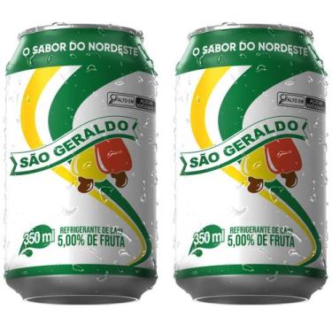 Imagem de Refrigerante de Caju São Geraldo 350ml - Kit 2 Latas Cajuína