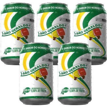 Imagem de Refrigerante de Caju São Geraldo 350ml - Kit 5 Latas Cajuína