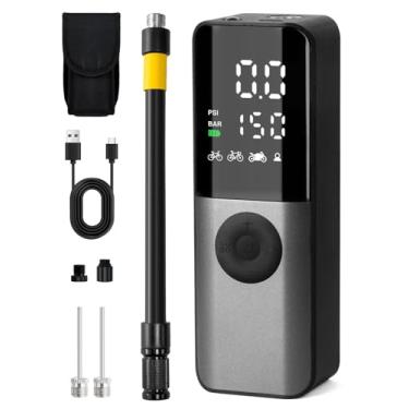 Imagem de GPUTEK Bomba de ar de pneu de bicicleta BG01 para Presta, Schrader, válvula Dunlop, inflação rápida, inflador elétrico portátil de 150 psi, medidor de pressão digital, adequado para bicicleta de
