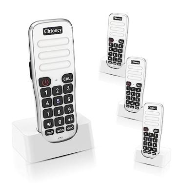 Imagem de Intercomunicadores recarregáveis, sem fio, para sala de casa, sala a sala, alcance de 1,6 km, 10 canais, sistema de intercomunicação portátil da Chtoocy expansível (4 pacotes, branco)