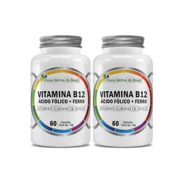 Imagem de 2X Ferro, Acido Fólico e Vitamina B12 60caps Flora Nativa