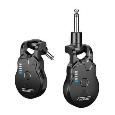 Imagem de ACEMIC Sistema de guitarra sem fios de 2,4 GHz, transmissor e recetor de guitarra sem fio, recarregável áudio de 4 canais para guitarra, baixo, instrumentos elétricos, G1