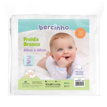 Imagem de Fralda de Pano 5 Unidades Especial 60 cm x 60 cm Bercinho