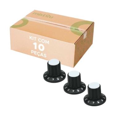 Imagem de 10x Knob Redondo Numerado Estriado c/ Parafuso 1426 Branco - PIX