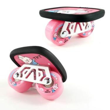 Imagem de TKT FreeSkates Patins Portáteis Roller Road Kids Beginner Drift Skate Split Skate Trompete Maple Drift Board (Rosa)