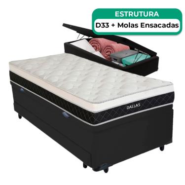 Imagem de Bicama Baú Solteiro E Colchão Dallas Molas Vstore 78x188x20