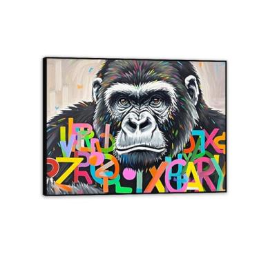 Imagem de Banksy Impressões de arte de parede macaco macaco grafite decoração de parede animal arte em tela para sala de estar escritório decoração de parede emoldurada pronta para pendurar decoração de quarto