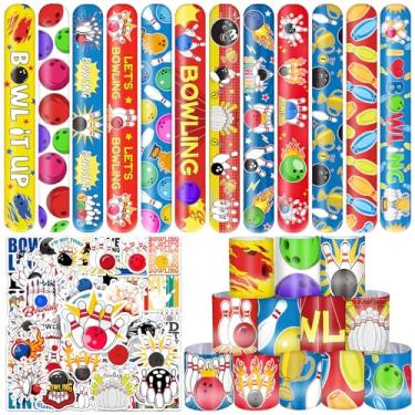 Imagem de YYMYMGJ 74 Peças De Lembrancinhas Boliche, 24 Pulseiras Tapa, 50 Adesivos, Decorações Aniversário, Presentes Para Crianças, Recompensas A Sala Aula