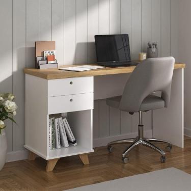 Imagem de Escrivaninha De Estudos Mesa Office Com Gavetas Sky Olmo-branco
