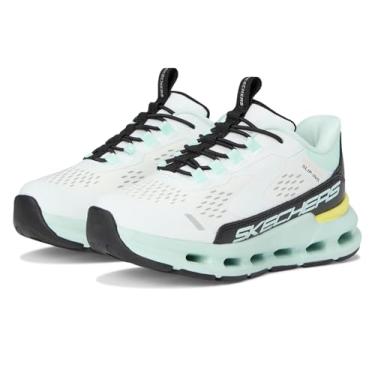 Imagem de Skechers Tênis feminino sem cadarço, Glide-Step + -Vista Lane 303654l (criança pequena), Branco/preto/turquesa, 5 Big Kid