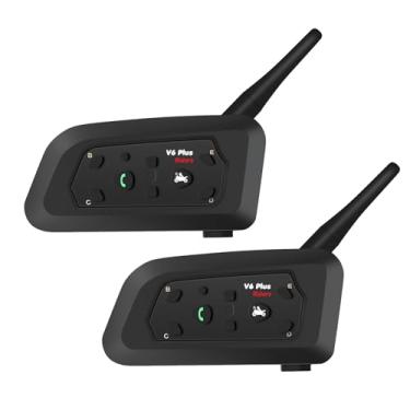 Imagem de Intercomunicador V6 Plus para Capacete, Bluetooth, 1200m, Kit Duplo com Microfone, 2 unidades