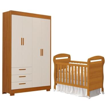 Imagem de Jogo De Quarto Infantil Guarda Roupa Zaki E Berço Mini Cama Danny Areia Fosco-savana - Reller Móveis Areia Fosco-savana