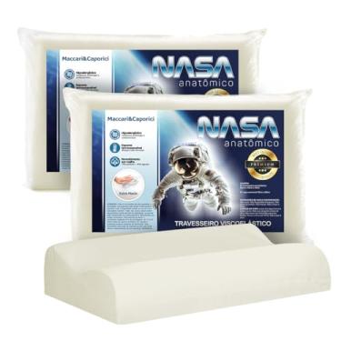 Imagem de Kit 02 Travesseiro Nasa Cervical Anatômico Ortopédico Premium para fronha 50cmx70cm 14cm de Altura 100% Viscoelástico