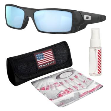 Imagem de OAKLEY Armação camuflada preta fosca OO9014 GASCAN – Lente PRIZM Deep Water Polar, óculos de sol polarizados retangulares com kit de óculos oficial eSHADES, Camuflagem preta fosca polarizada (60 mm