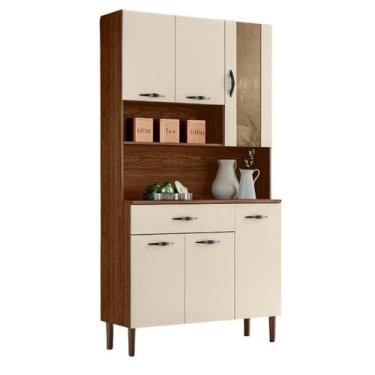 Imagem de Kit Cozinha 6P 1G 91 cm Golden Nogueira Off White KTP - Kits Paraná, N