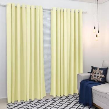 Imagem de Cortina Tecido Grosso 300x250 Sala Quarto (Amarelo bebê, 300x280cm)