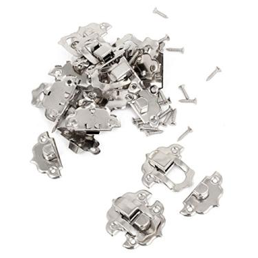 Imagem de uxcell a14082700ux0038 Conjunto de trava de caixa de madeira antiga trava de ferrolho 28 mm de comprimento tom prateado