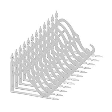 Imagem de Pacote com 12 suportes de prateleira Acrux7 para suporte de canto de ferro grosso, suporte para prateleiras de parede, suporte de prateleira em L decorativo para Home Office School, 9.4*7.5inch, White