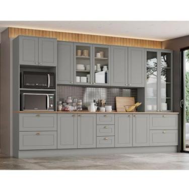 Imagem de Cozinha Modulada Completa com Cristaleira 343cm 6 peças 13 Portas 7 Ga