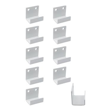 Imagem de Coshar 10 peças de suporte de aço inoxidável para exibição de azulejos de cerâmica, painel de avisos de parede, gancho de grampo J plano resistente, fixador de clipe de parede - branco (largura