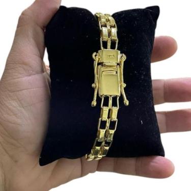 Imagem de Pulseira Tijolinho Duplo 12Mm Banhado A Ouro 18K 750 - Tojoia18K