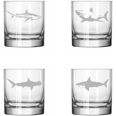 Imagem de MIP Brand Conjunto de 4 copos de 325 ml Rocks Whiskey Old Fashioned Glass Sharks