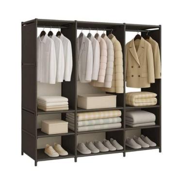 Imagem de Guarda Roupa Preto Organizador Aberto 3 Colunas Prateleiras