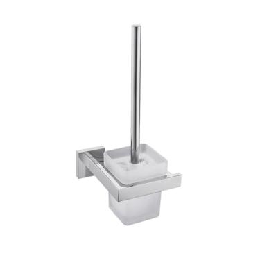 Imagem de Conjunto de toalheiro de banheiro - Aço inoxidável 304 com saboneteira de vidro - Moderno e compacto, 5 peças, porta-escova de vaso sanitário