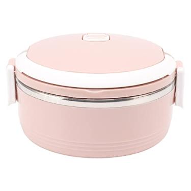 Imagem de Portable Bento Lunch Box Thermal Lunch Box with Safety Buckle Stainless Steel Single Layer Insulated Bento Box for Children Adult (Rosa)