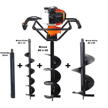 Imagem de KIT Perfurador de Solo Vulcan VPS520 2T 2,5CV com Broca 80x20cm + 80x1
