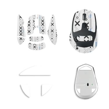 Imagem de NOUKAJU Fita de aderência de mouse para Logitech M720, bordas curvas arredondadas, patins, kit de atualização de mouse profissional pré-cortado resistente ao suor autoadesivo (almofada de pé + fita