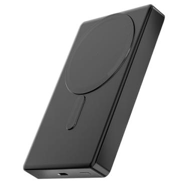 Imagem de Basike Power Bank, 10000mAh Carregador Ultrafino e Portátil Universal por Indução, PD20W Carregamento Rápido, Compatível com MagSafe, 1 Saída USB C (Preto, 10000mAh)