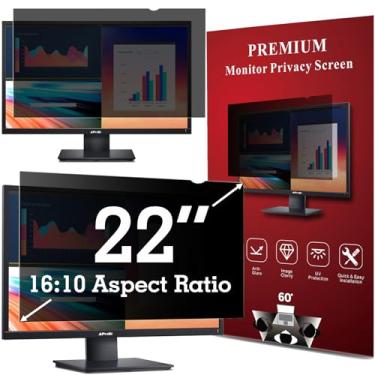 Imagem de APeiSi Filtro de tela de privacidade de computador de 22 polegadas para monitor panorâmico 16:10 - filtro de privacidade, protetor de tela antirreflexo e anti-luz azul