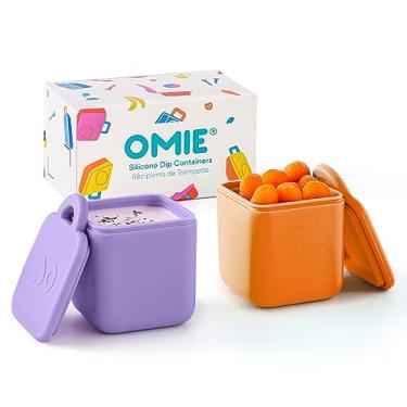 Imagem de OmieBox (2 pack) Leakproof Dips Containers To Go, Salad Dressing Container, Condiment Container with Lids - Food Safe Silicone - 4 ounces (Purple/Orange)