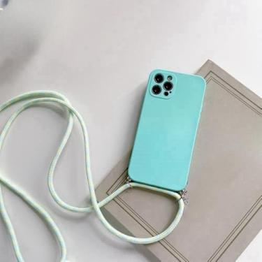 Imagem de Capa de silicone líquido com alça e cordão para colar transversal para Xiaomi 8 9 10 10S 10T 11 Lite Ultra 11i 11X Pro 6X, azul, para Xiaomi Mi 6
