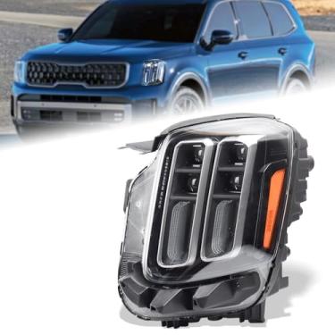 Imagem de Duolctarms Conjunto de farol de LED completo com moldura cinza compatível com Kia Telluride 2023-2025 lado esquerdo do motorista 92101-S9500