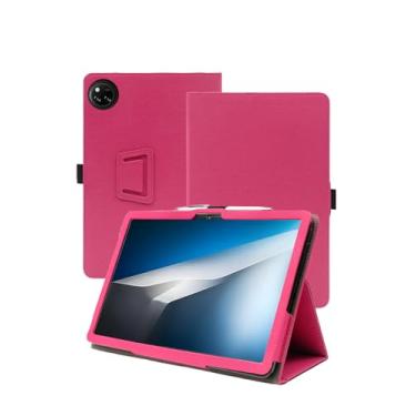 Imagem de Capa para tablet Doogee Tab A9 Pro+ Android 15 de 11 polegadas, capa de couro premium WUNIAK para Doogee Tab A9 Pro+ Android 15 Tablet de 11 polegadas com alça de mão para tablet, rosa vermelha