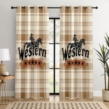 Imagem de Cortinas blackout caubói ocidentais – 100% blackout rústico estilo rodeio ocidental e cowboy, redução de ruído com isolamento térmico para quarto, sala de estar e caverna masculina (estrela ocidental